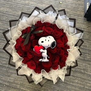 Dior Red Rose Bouquet with Snoopy